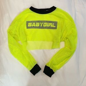 Neon Green Baby Girl Mesh Crop Top